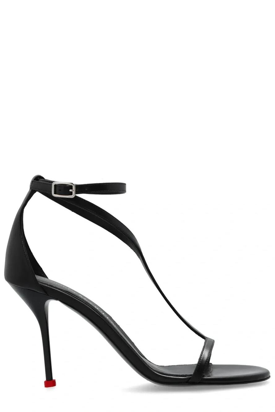 Alexander McQueen Shoes Women's Size 10 Black Harness Ankle Strap Heel Sandals